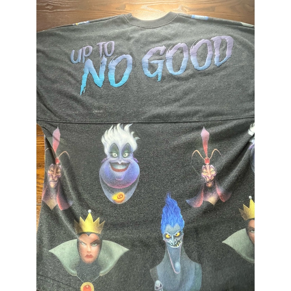 Disney Store Villains Up to No Good Spirit Jersey Dark Grey Size S Crew Sweater